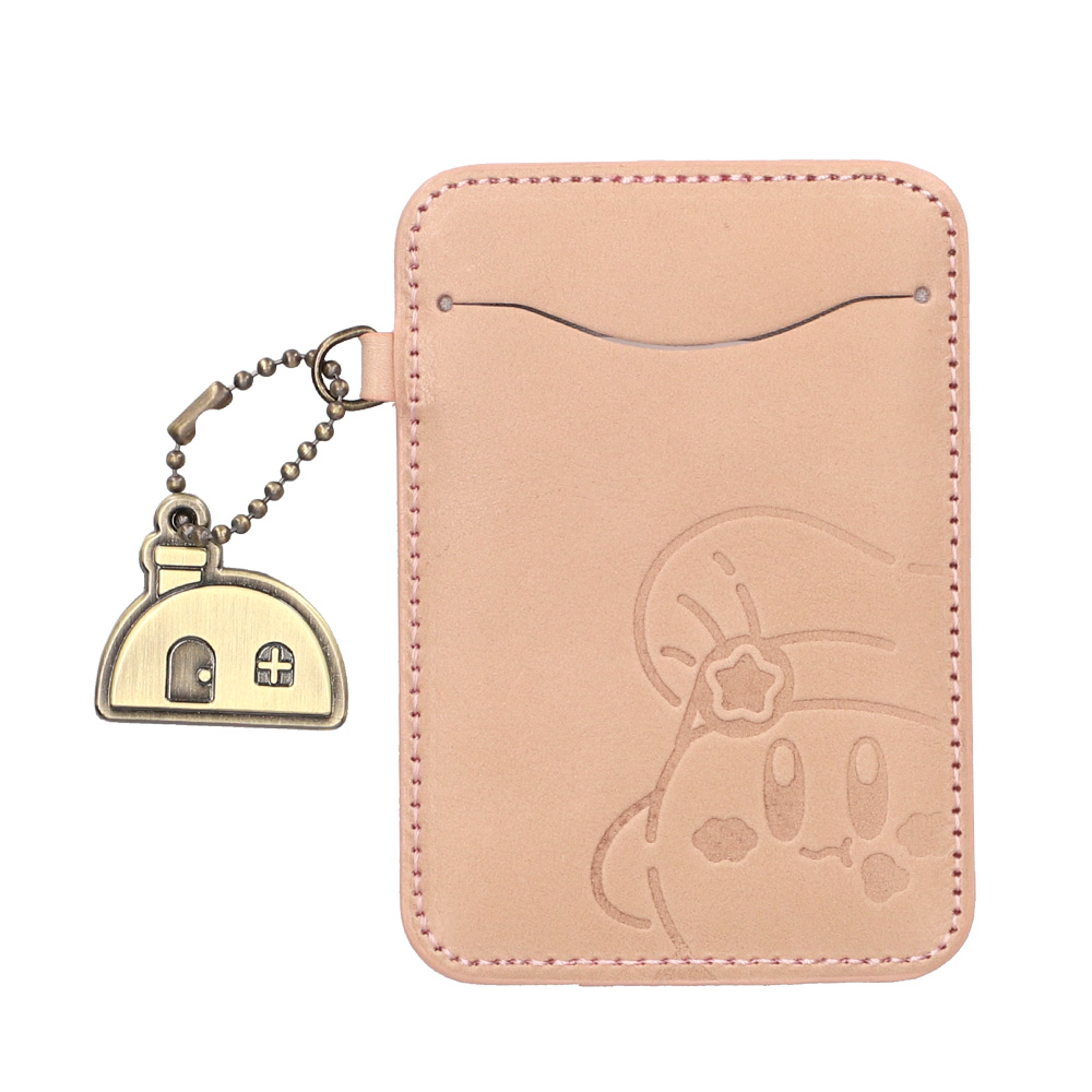 星のカービィ　本革　パスケース　スモークピンク　カービィ　新品　カービー 本革 パスケース スモークピンク【カービィカフェポップアップストア】